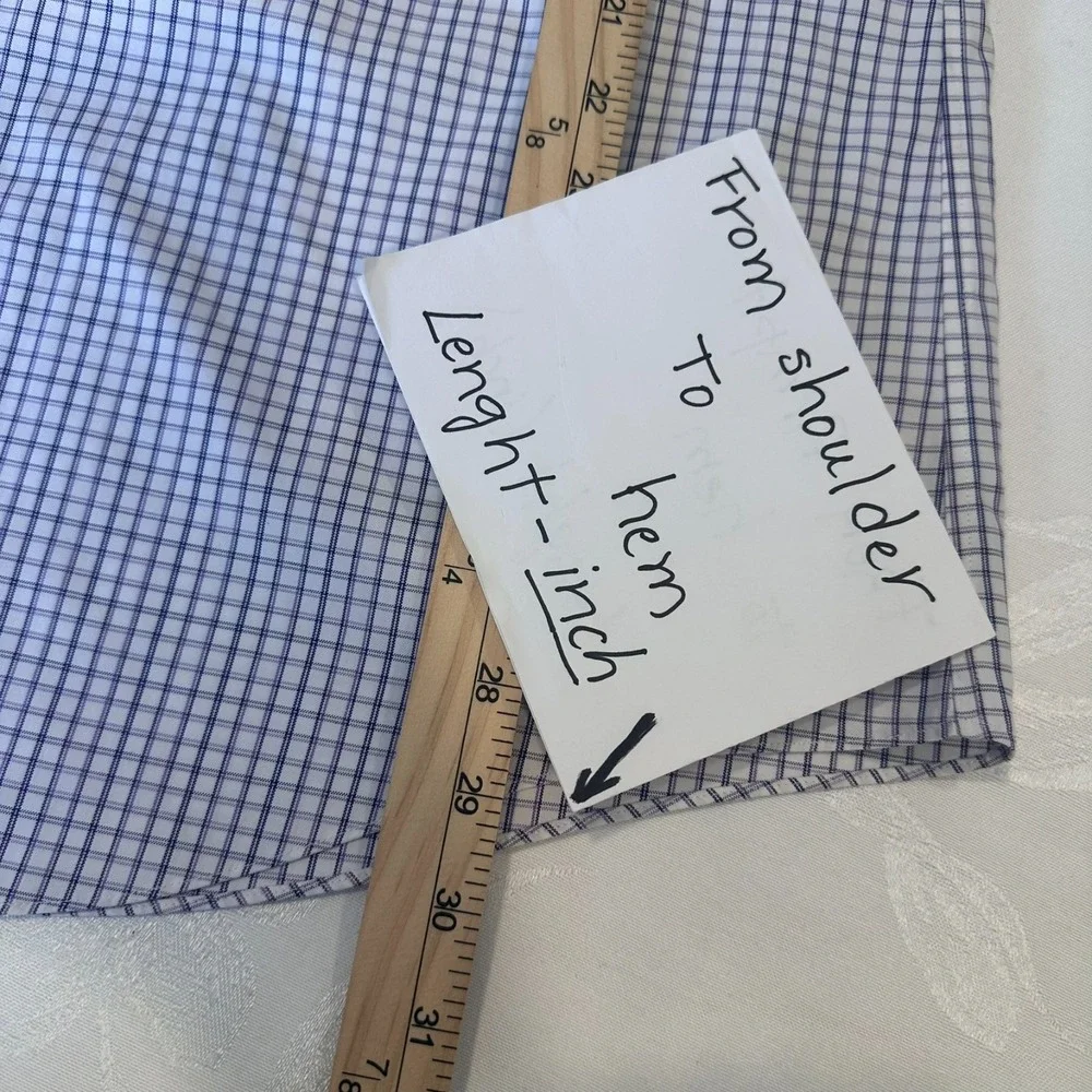 Brooks Brothers Mens-16-34 Regent‎ Dress Shirt Blue Plaid  Non Iron Cotton